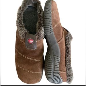 Rieker Suede Brown Slip On Shoe Wool Insole Comfortable Warm Women Size 7